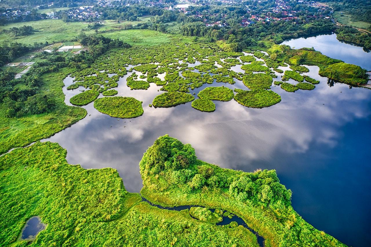 Aerial of Banten, Indonesia's coast